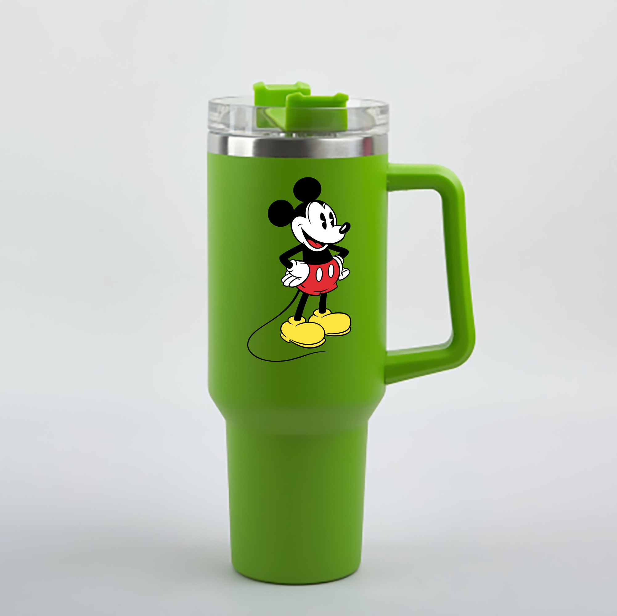 （画像用） ミッキーマウス Mickey Mouse 1200mL車用タンブラー - クリスタルステッカー（プラスチックストロー付き）